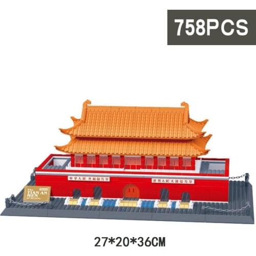 Hot world famous Architecture perking Tianan men Square beijing china building block model brick education toys collection