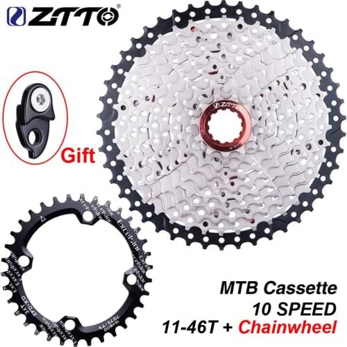 ZTTO Bicycle 10 Speed Cassette 11-46T With Chainwheel 10 S 10v 46t k7 Wide Ratio MTB Mountain Bike Freewheel 104BCD