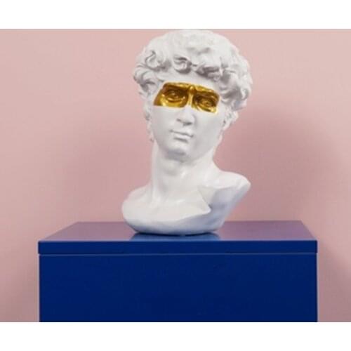 Creative David Eye Mask Avatar Gold Foil Mask Art Plaster Statue Black / White Resin Sculpture Home Decoration Accessories A1125