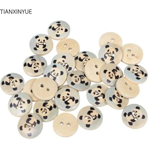 TIANXINYUE 15mm Panda Wood Button Sewing Square Buttons Craft Scrapbooking for Garment clothing Accessories