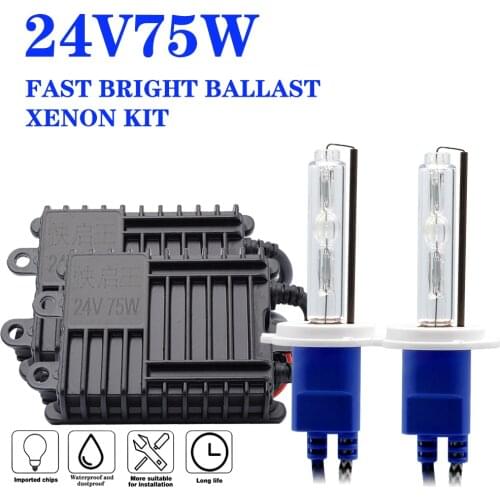 24V 75W Truck Headlight HID xenon kit H4 bi-xenon H1 H3 H7 H11 H27 880 HB3 HB4 4300K 6000K 8000K Super Bright Van Boat Lamp bulb