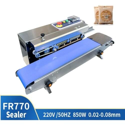 FR-770 Food Bag Continuous Sealing Machine Automatic Plastic Film Packaging Machine Auxiliary Equipment Printing Machine Date