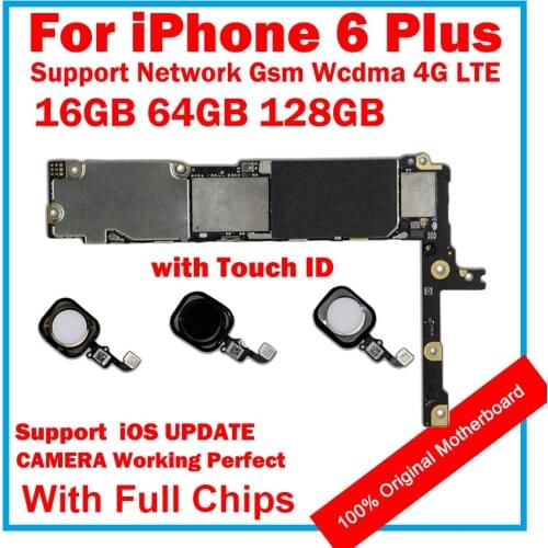 100% Original unlocked for iphone 6 Plus 6p Motherboard With Touch ID/without Touch ID,for iphone 6 Logic boards,16gb 64gb 128gb