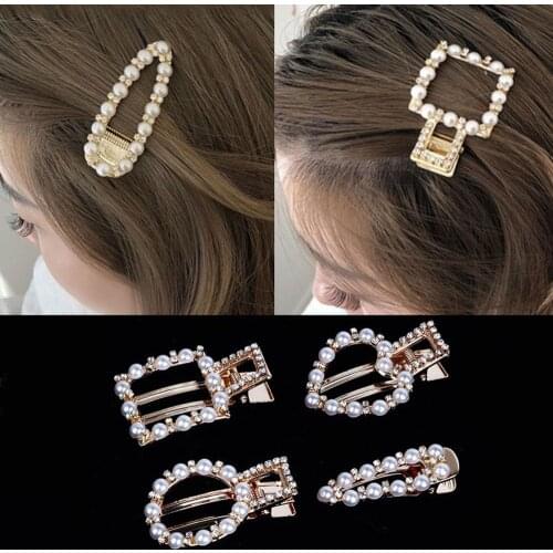 Fashion Women Full Pearl Hair Clips Sweet Korean Style Hairpin Alloy BB Hairgrip Hair Clip Girls Women Accessories