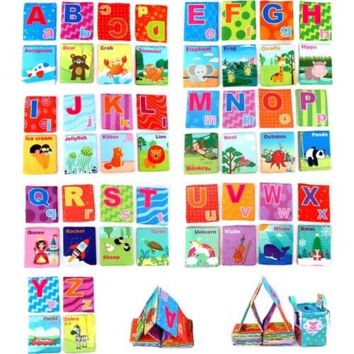 26Pcs Soft Alphabet Cards with Cloth Storage Bag ABCs Learning Interactive Educational montessori Toys for Toddlers Kids