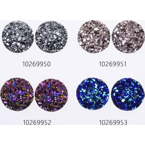 12mm Druzy Cabochon Druzy Beads No Hole Druzy Earring Kit Druzy Studs Set 50PCS