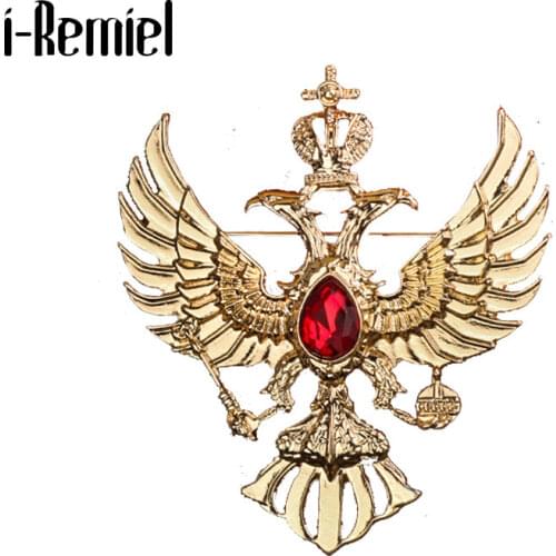 New Vintage Crystal Eagle Brooches Crown Mens Suit Coat Badge Corsage Collar Pin Brooch Jewelry Luxury Clothing Accessories
