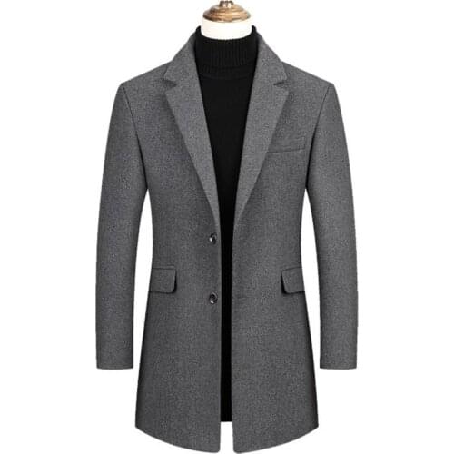 New mens wool coat business casual warm solid color coat windbreaker high quality jacket mens coat