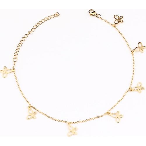 New Gold silver color Round Tassel Simple Butterfly Pendant Female Beach Barefoot Anklet Crochet Bracelet Leg Foot Chain