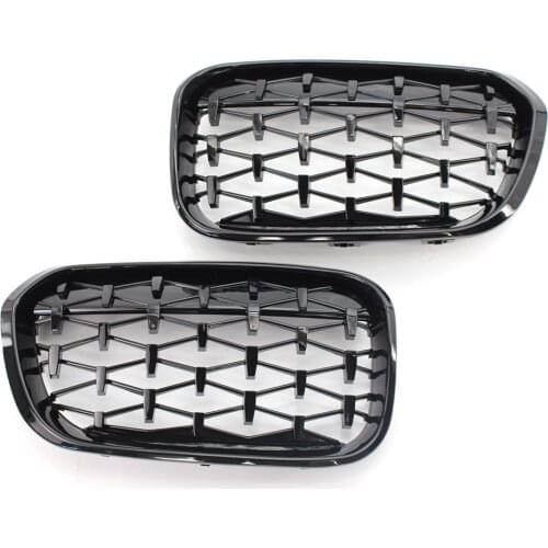 Pair of Front Glossy Black Grille Diamond Meteor Fit For BMW F20 F21 LCI 2015-2017 2016