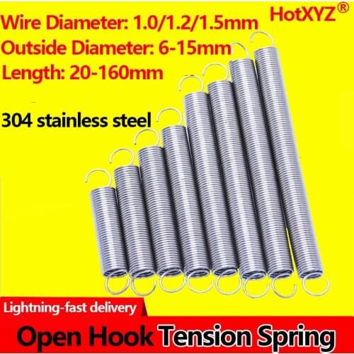 Stainless Steel S Hook Tension Draught Springs 304 SUS Coil Pullback Extension Sprin Wire Diameter 1.0 1.2 1.5mm