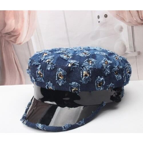 Adjustable Denim Cap For Women Casual Unisex Jeans Beret Hat Solid Color Newsboy Cap Spring Autumn Hats Men Winter