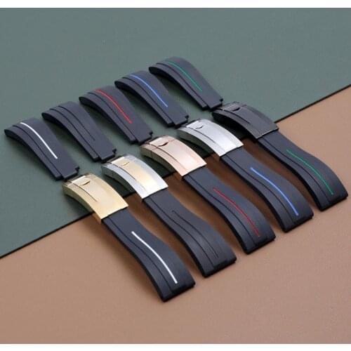 High Quality 20mm Rubber Watch Strap Fit For Role Rolex Submariner GMT Yacht Master OYSTERFLEX Daytona Omega Seamaster