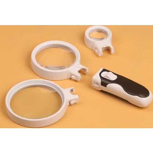 Led Light Source 2.5 Times 5 Times 16 Times Combination Can Change Multiple Lighting Reading Work Magnifying Glass Loupe