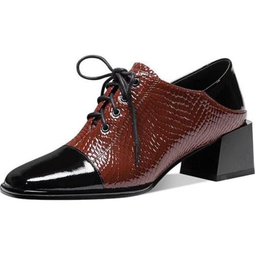 YourSeason Lace Up Vintage Pumps Ladies 2021 Spring Autumn Handmade Concise Sewing Women Square Toe Genuine Leather Shoes