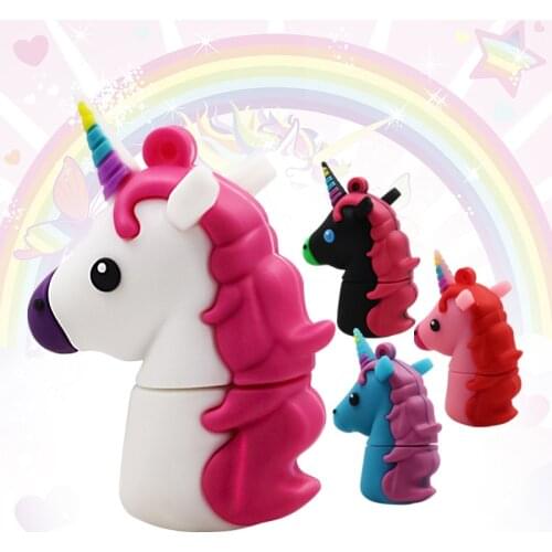 Cartoon the new unicorn Pen Drive 16GB 32GB 64GB 128GB usb Flash Drive USB 2.0 Pendrive Memory Stick u disk fashion gift