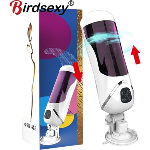 Handsfree Vibrator For Men Penis Piston Telescopic Masturbator Cup Adult Sex Toys Real Vagina Sucking Full Automatic Sex Machine