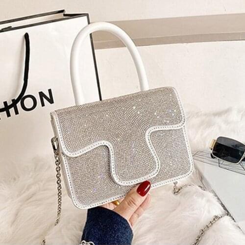 Diamond-Studded Chain Bag Women 2021 Fashion Retro Messenger Bag Office Shoulder Bags Handbag Ladies