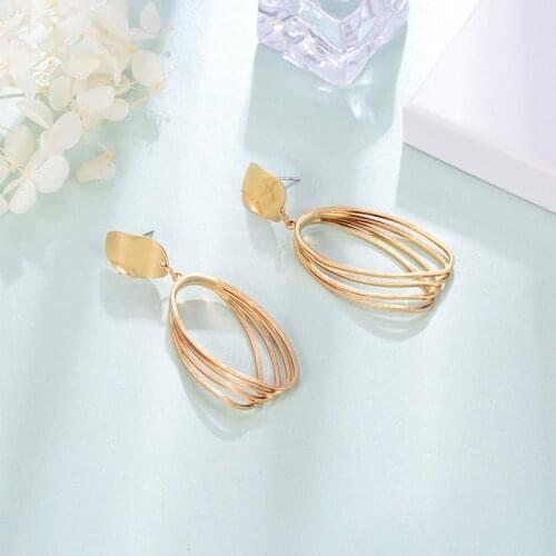 2020 New Korean Vintage Earring For Women Painting Metal Round Fashion Drop Earrings Statement Brincos Jewelry