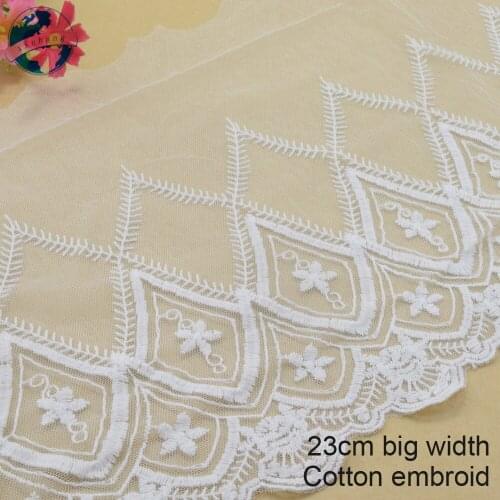 10yards 23cm Cotton embroid lace sewing ribbon guipure lace african lace fabric trim warp knitting DIY Garment Accessories#3133