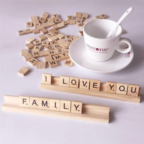 100pcs Wooden English Letters Alphabet Number Crafts with 2pcs Bases Wedding Wood Crafts Leave Message Home Decoration