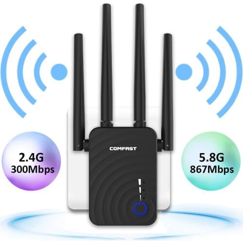 1200Mbps Long Range Extender wifi repeater 2.4G 5GHz Dual Band Wireless router WiFi repetidor with 802.11ac 4 External Antennas