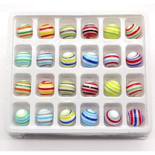 16mm Handmade Glass Marbles Ball Charms Ornament Home Decor Accessories Vase Filled Game Pinball Pat Toy For Kids Children 24PCS