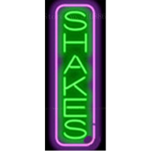 17*14" Shakes Vertical NEON SIGN REAL GLASS BEER BAR PUB LIGHT SIGNS store display Restaurant Shop food Advertising Lights