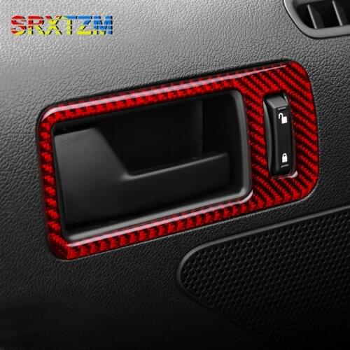 2pcs Carbon Fiber Car Interior Door Handle Bowl Frame Cover Decor Trim Car Sticker Fit For Ford Mustang 2009-2013