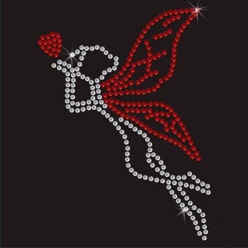 2pc/lot fairy love patches hot fix rhinestone transfer motifs sticker iron on crystal transfers design applique patches