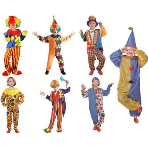 2020 Hot Sale Funny Clown Costume Adults Kids Clown Halloween Cosplay Costume Parent child clothing Clown Clothes Suit