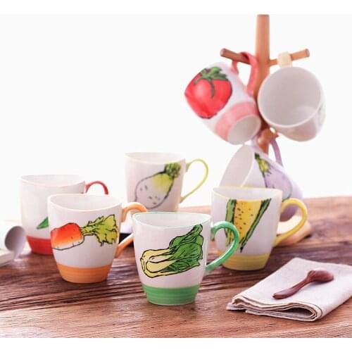 2020 Ceramic Tea Coffee Cup Milk Hand-painted Vegetable Pattern Mug Series Office Simple Coffe Cups And Travel Mugs Drinkware