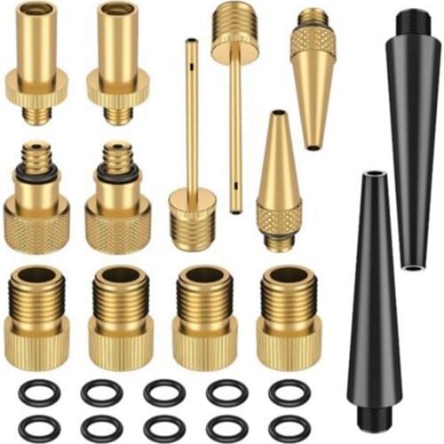 24pcs/Set Bicycle Valve SV AV DV Adapter Bicycle To Car Valve Adapter Sealing Ring Bike Pump Adapter Bicycle Tire Pump Adapter