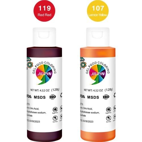 4 Colors 128g Gel Food Coloring Super Black Lemon Yellow Forest Green Red Edible Coloring Baking Pigment Large Bottled