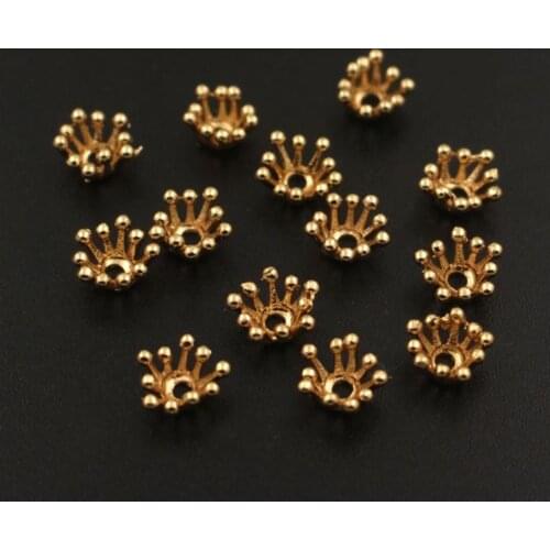 50pcs 7mm Stamping Filigree Pistil Stamens Flower Ball Pins Hole Center Charms Beads Caps Quality Brass Metal DIY Jewelry Making