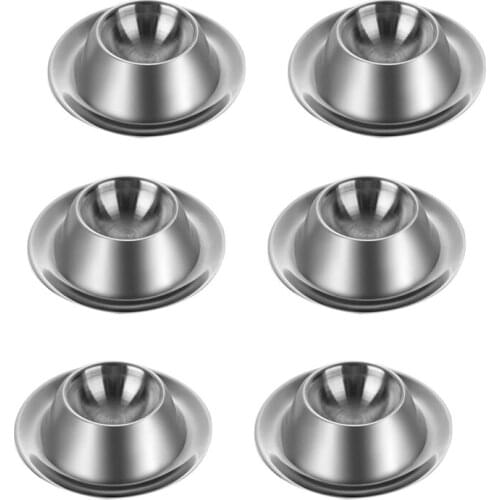 6 Pack Egg Cup Holder,Stainless Steel Egg Cups Plates Serveware Tableware Holder Accessories for Hard Soft Boiled Egg Spoon Brea
