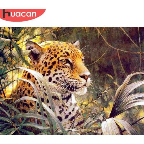 HUACAN Diamond Painting Animal Leopard Embroidery Jungle Cross Stitch Decoration Painting With Diamonds Handcraft