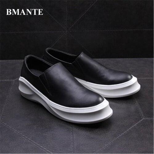 Bmante Men Shoes Genuine Leather Luxury Male Adult Shoes Casual Flatform Slip on Dark Gothic Owen High Street Men Sneakers 2020