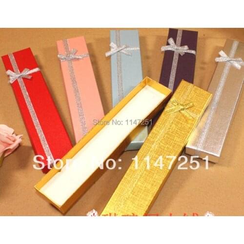 Wholesale 24pcs/lot Mixed Color Paper Necklace Box 20x4x2cm Jewelry Anklets Display Packaging Box Favor Bracelet Necklaces Boxes