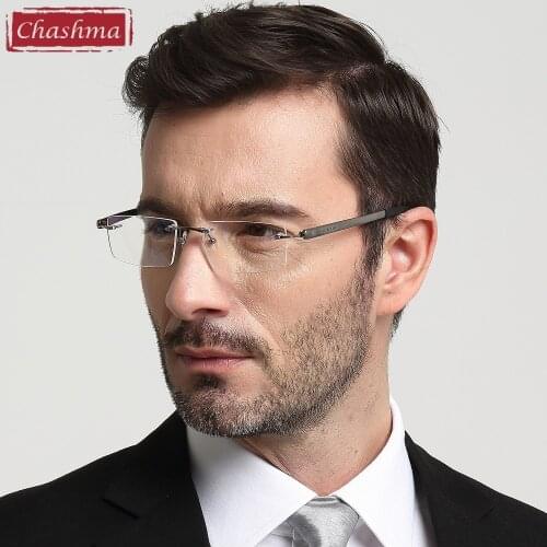 Chashma Brand Eyewear Men Glasses Optical Frame Rimless Light Pure Titanium Eye Glasses Frames Male Clear Lenses
