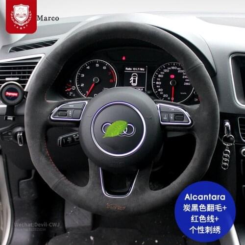 Steering wheel cover Real Alcantara For Audi S3 S4 S5 S7 A5 A7 S6 A6 Avant Allroad SQ8 SQ2 RS5 RS7 Q5 Q6 Black Suede Car parts