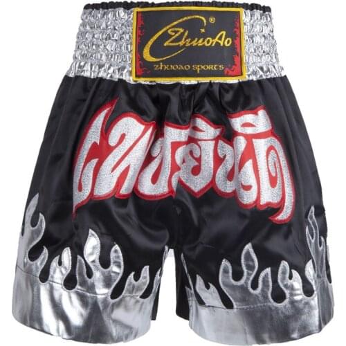 Black Silver MMA Boxing Muay Thay Shorts Sanda Martial Arts Trunks Wushu Sanda Fightwear Workout Grappling Clothes DO