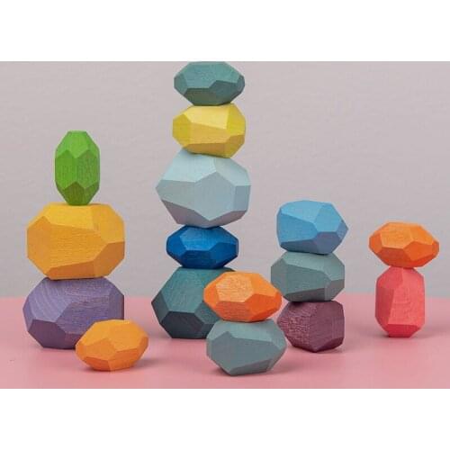 Colored Stone Stacked Blocks Baby Early Education Creative Toy Stacking Artware Building Blocks For Educational Interaction Toy