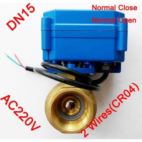 1/2" Electric valve Brass, AC220V electric morotized valve 2 wire (CR04) control, DN15 Electric valve With Normal close/open