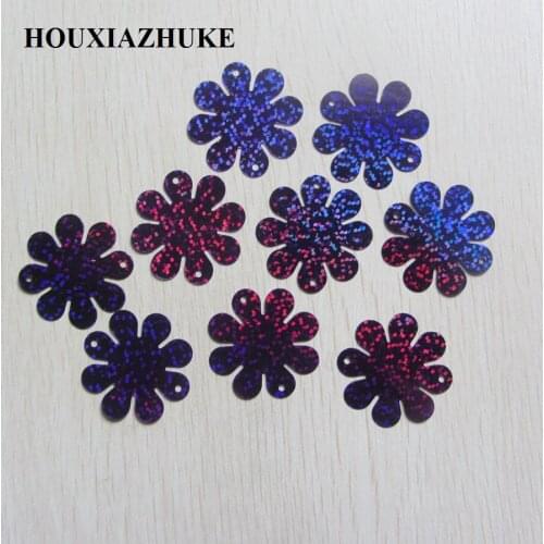35 mm flowers shaped glitter purple sequins 400 pcs per lot for handmade garment decoration
