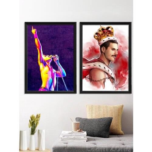 Freddie Mercury Social Group Queen Portrait Music Poster Wall Stiker Decor Room Gift Art Silk Prints Home