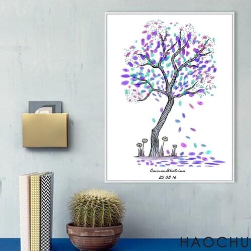 Love Tree Delicate Fingerprint DIY Guestbook For Kids Birthday Party Baby Shower Baptism Signature Pretty Gift For Home Decor