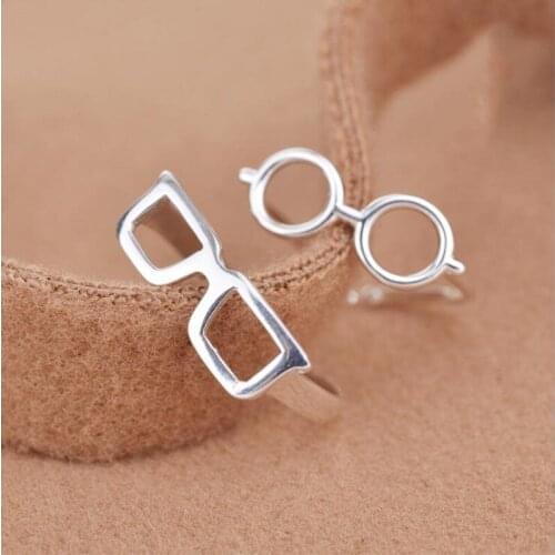 Personality Simple Female Literature Glasses Ring Female Student Literature Opening Ring Fashion Creative Jewelry Gift