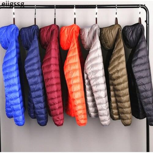 Mens All-Season Ultra Lightweight Packable Down Jacket Water and Wind-Resistant Breathable Coat Big Size Men Hoodies Jackets