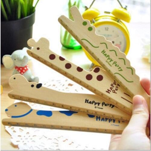 3pcs new creative cartoon cute animal 15CM wooden ruler student drawing bookmark wooden ruler factory wholesale